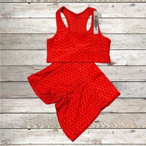 Stretchy Women’s TikTok Shorts w/Pockets & Sports Bra Set NWT Yoga Activewear